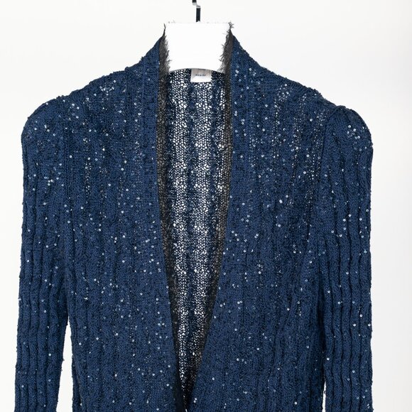 Oscar de la Renta AW/10 Blue-Ombre Silk-Blend Sequined Cable-Knit Cardigan - Picture 3 of 9